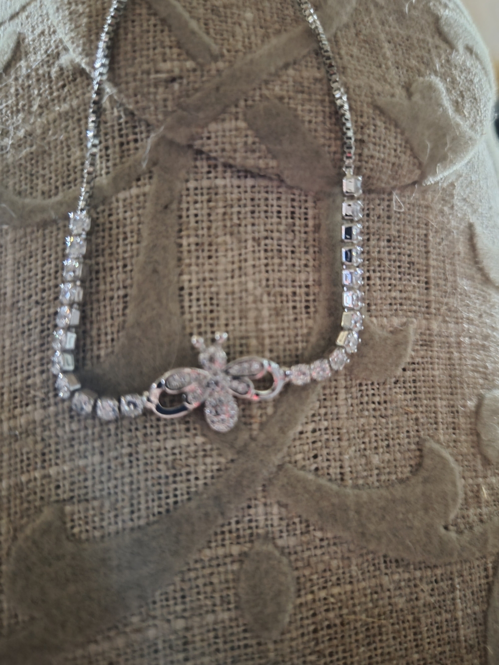 Silver Floral Crystal Necklace - Women Jewelry